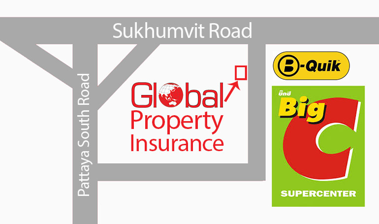 Global Property and Insurance office in Pattaya Thailand location map